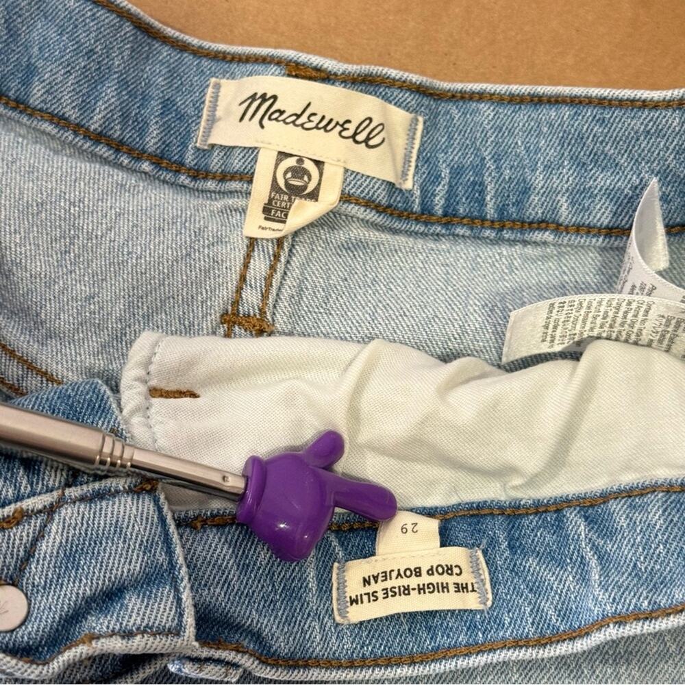 Madewell The High-Rise Slim Crop Boyjean in Dumas Wash: Ripped Edition MC556 W29 - Picture 8 of 14